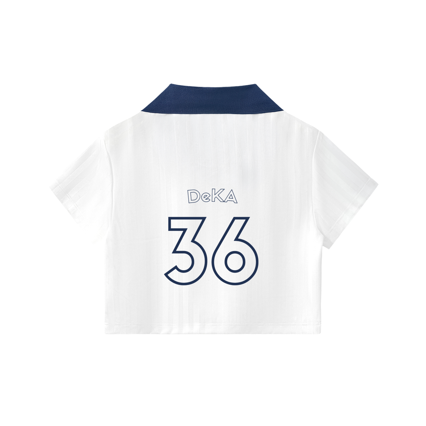 White and Navy Blue Cropped Jersey