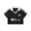 Black and White Cropped Jersey