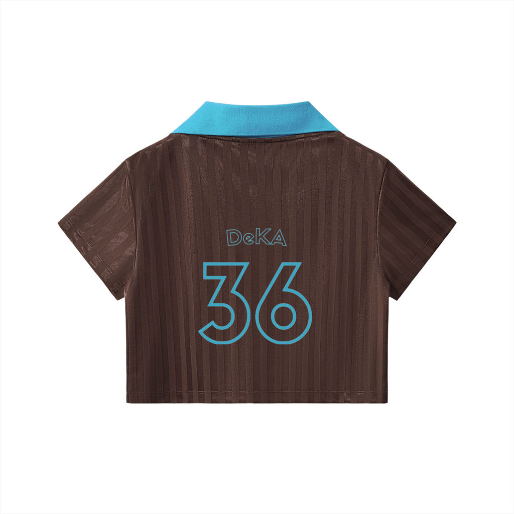 Brown and Sky Blue Cropped Jersey