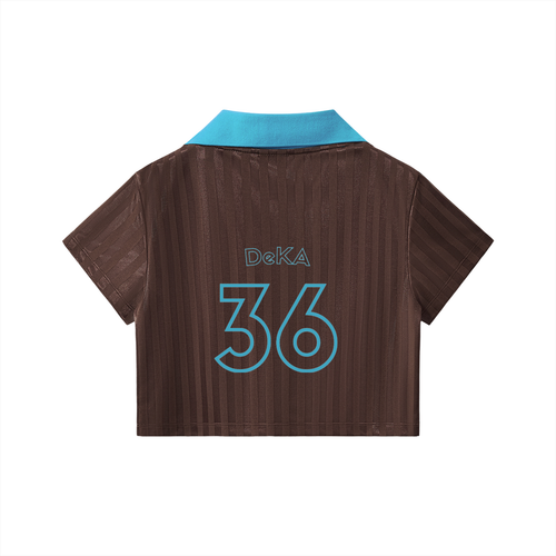 Brown and Sky Blue Cropped Jersey