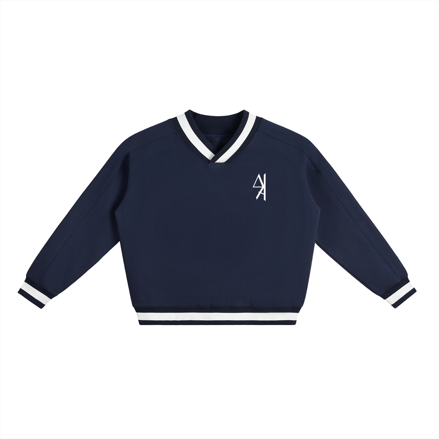 Minimalist V-Neck Contrast Collar Boxy Sweatshirt