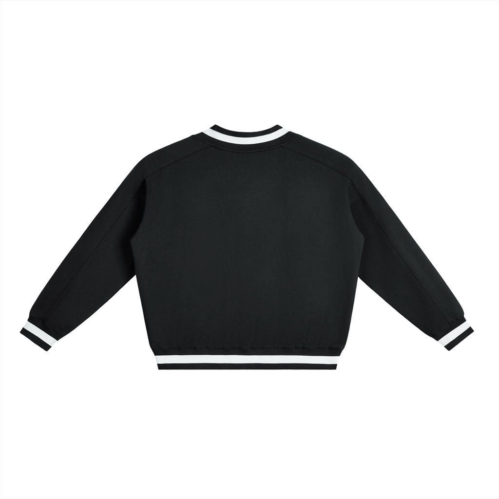 Minimalist V-Neck Contrast Collar Boxy Sweatshirt