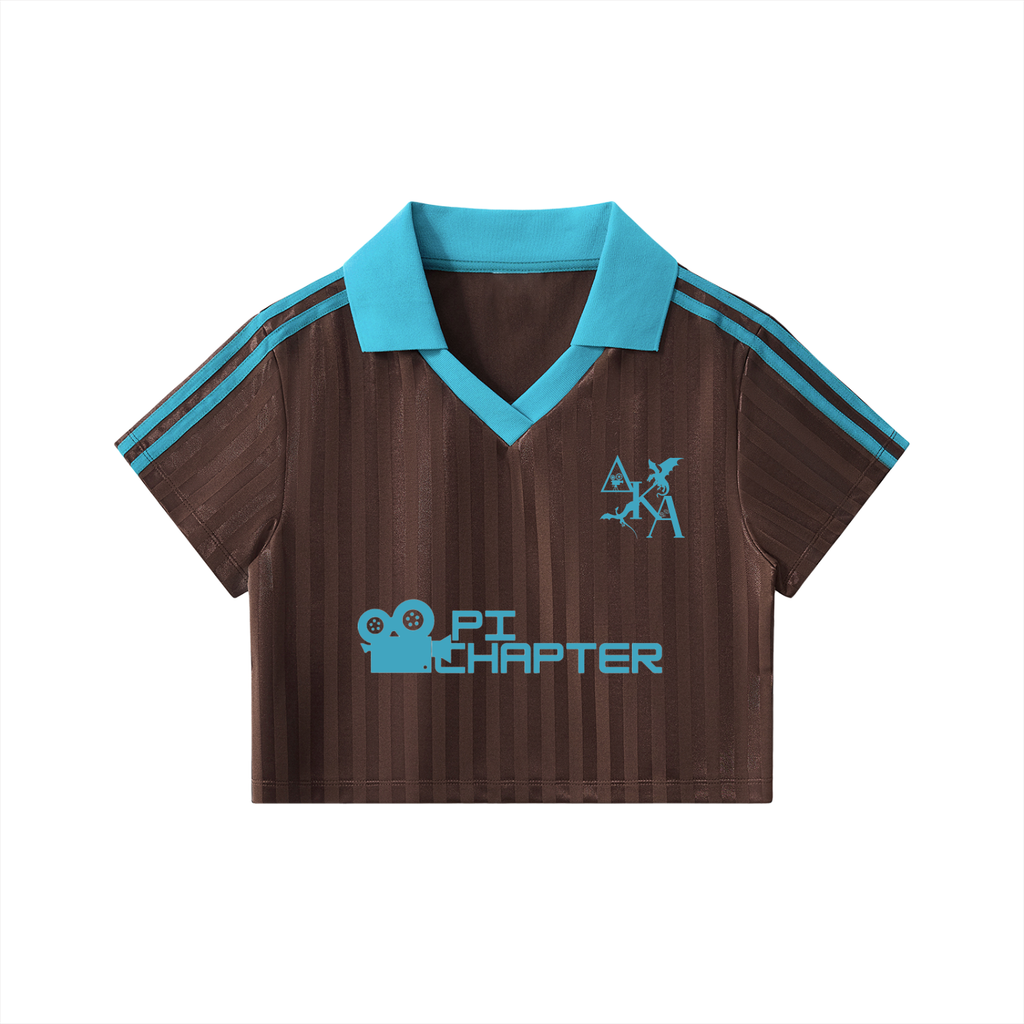 Brown and Sky Blue Cropped Jersey