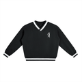 Minimalist V-Neck Contrast Collar Boxy Sweatshirt