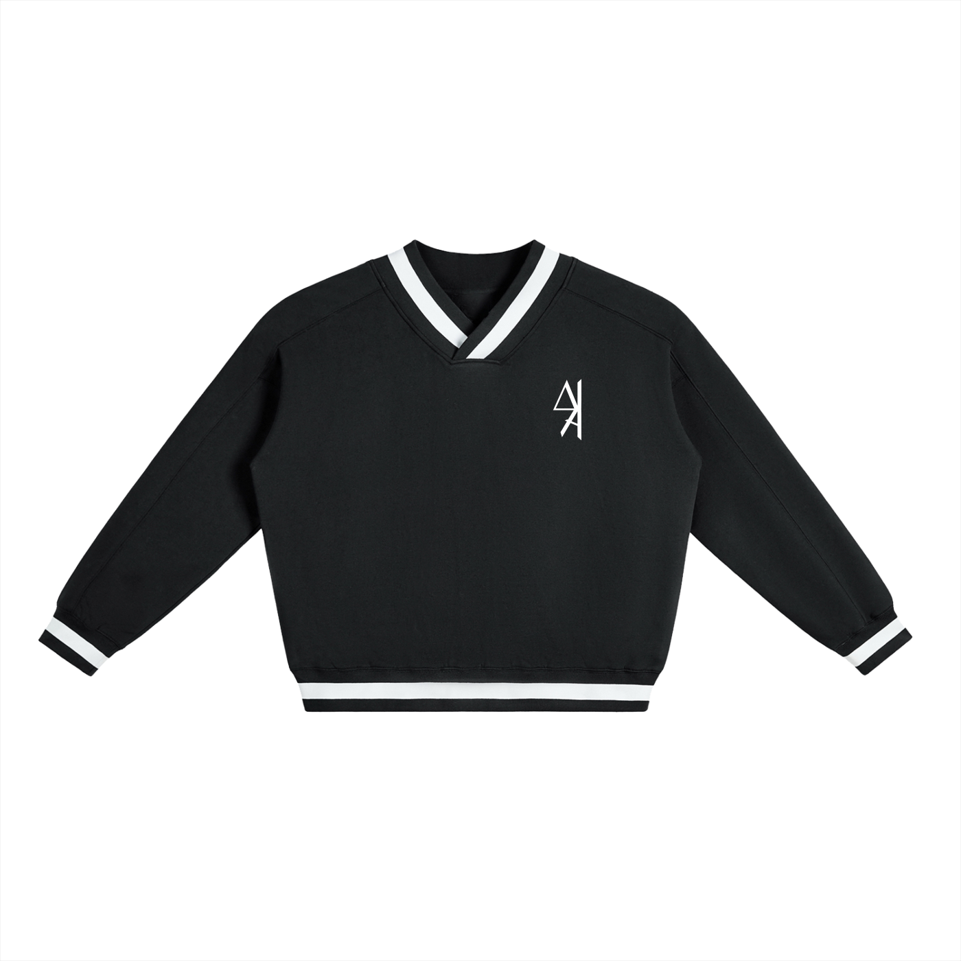 Minimalist V-Neck Contrast Collar Boxy Sweatshirt